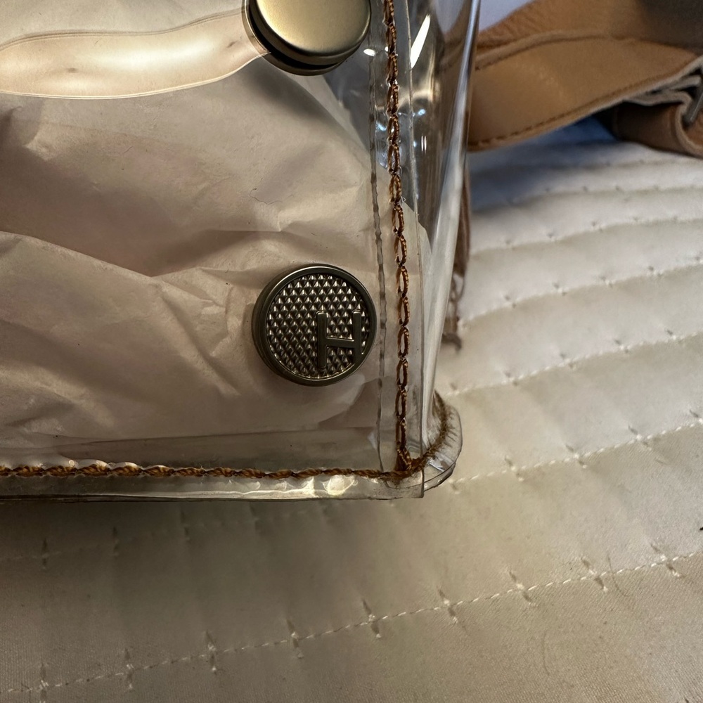 HAMMITT NIB Clear Backpack with tan leather trim & silver grommets - Picture 2 of 13